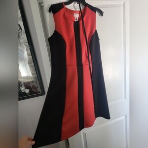 Colorblock Sleeveless Dress - Red and Black